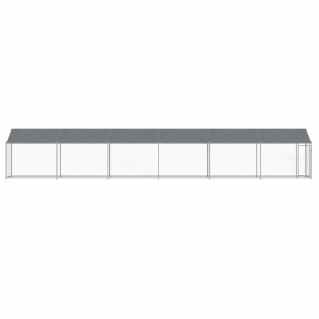 Hondenhok met dak en deur 12x2x2 m gegalvaniseerd staal grijs 4