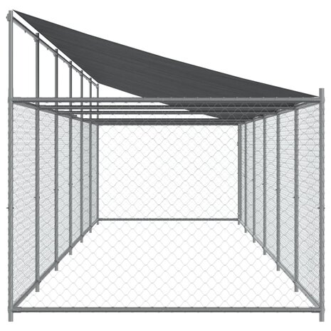 Hondenhok met dak en deur 12x2x2 m gegalvaniseerd staal grijs 5
