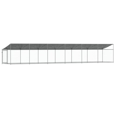 Hondenhok met dak en deur 12x2x2 m gegalvaniseerd staal grijs 6