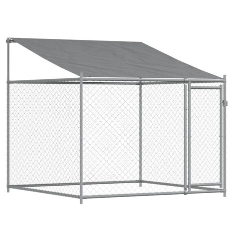Hondenhok met dak en deur 12x2x2 m gegalvaniseerd staal grijs 7
