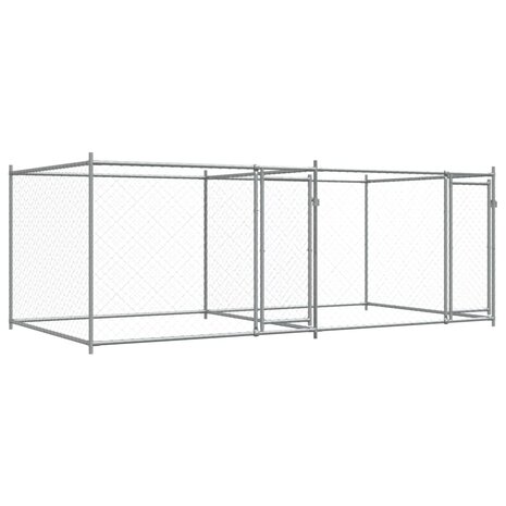 Hondenhok met deuren 4x2x1,5 m gegalvaniseerd staal grijs 2