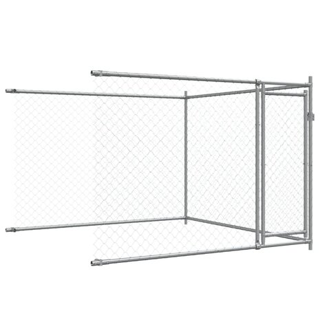 Hondenhok met deuren 6x2x1,5 m gegalvaniseerd staal grijs 8