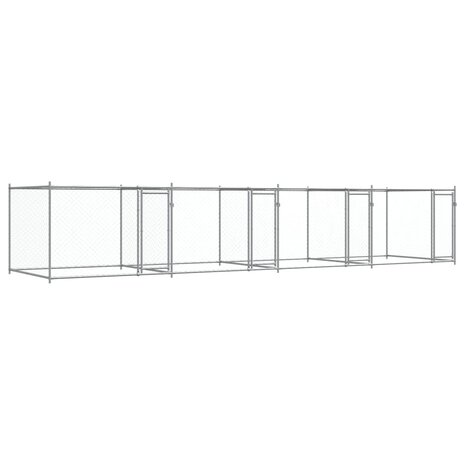 Hondenhok met deuren 8x2x1,5 m gegalvaniseerd staal grijs 2