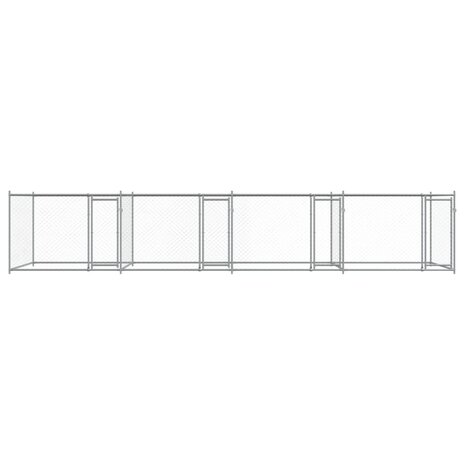 Hondenhok met deuren 8x2x1,5 m gegalvaniseerd staal grijs 4