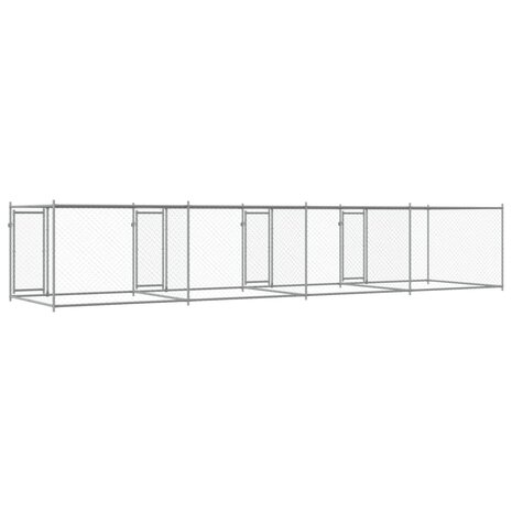 Hondenhok met deuren 8x2x1,5 m gegalvaniseerd staal grijs 6