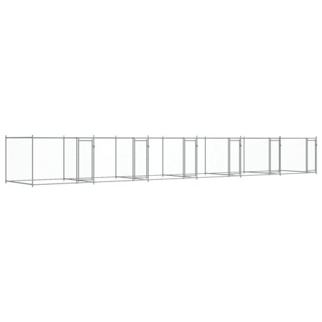 Hondenhok met deuren 12x2x1,5 m gegalvaniseerd staal grijs 2