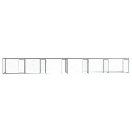 Hondenhok met deuren 12x2x1,5 m gegalvaniseerd staal grijs 4