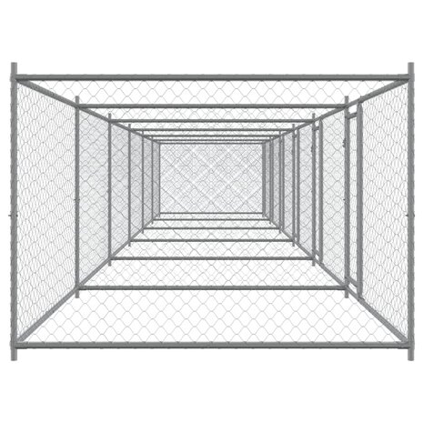 Hondenhok met deuren 12x2x1,5 m gegalvaniseerd staal grijs 5
