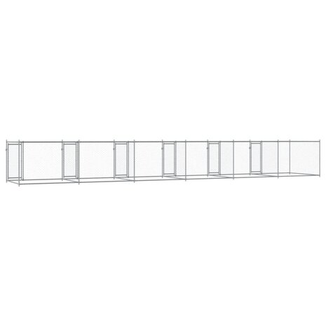 Hondenhok met deuren 12x2x1,5 m gegalvaniseerd staal grijs 6