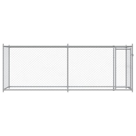 Hondenhok met deur 4x2x1,5 m gegalvaniseerd staal grijs 4