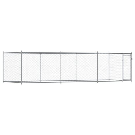 Hondenhok met deur 6x2x1,5 m gegalvaniseerd staal grijs 2