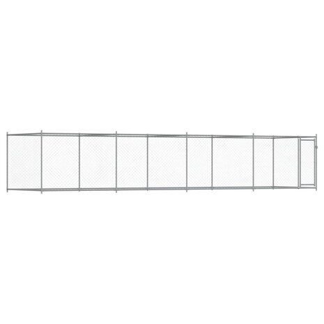 Hondenhok met deur 8x2x1,5 m gegalvaniseerd staal grijs 2