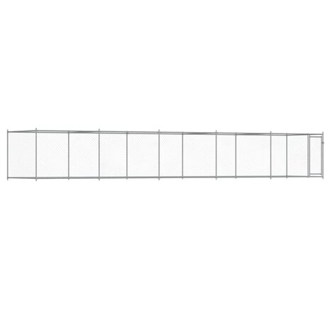 Hondenhok met deur 10x2x1,5 m gegalvaniseerd staal grijs 2