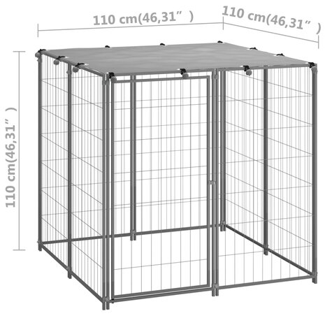 Hondenkennel 110x110x110 cm staal zilverkleurig 6