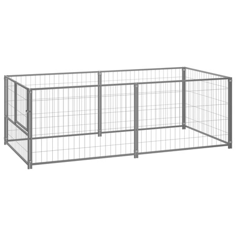 Hondenkennel 200x100x70 cm staal zilverkleurig 1