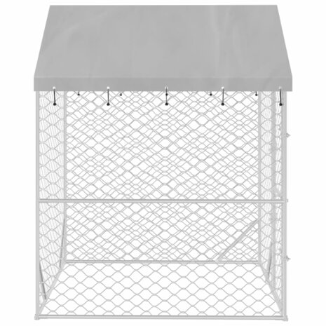 Hondenkennel met dak 2x2x2,5 m gegalvaniseerd staal zilver 4