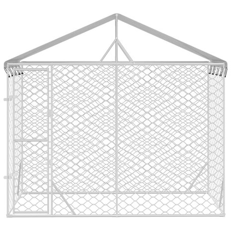 Hondenkennel met dak 3x1,5x2,5 m gegalvaniseerd staal zilver 3