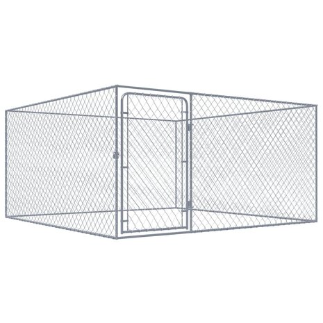 Hondenkennel voor buiten 2x2x1 m gegalvaniseerd staal 1
