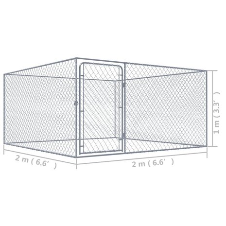 Hondenkennel voor buiten 2x2x1 m gegalvaniseerd staal 5