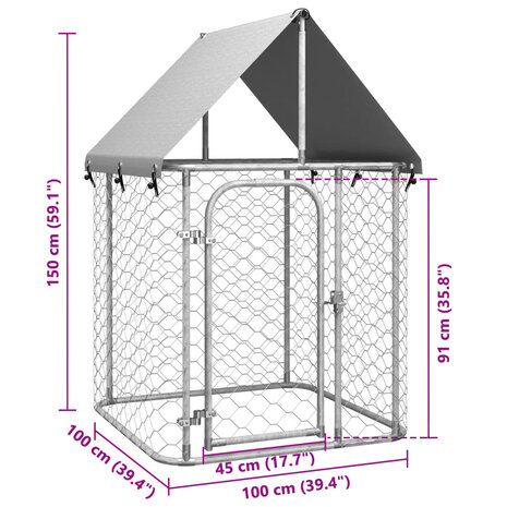Hondenkennel voor buiten met dak 100x100x150 cm 5