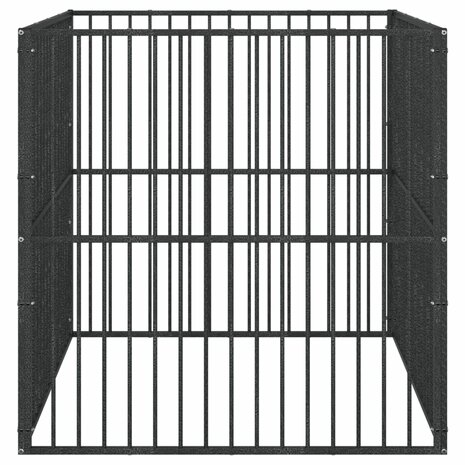 Hondenkennel 4 panelen gepoedercoat staal zwart 5