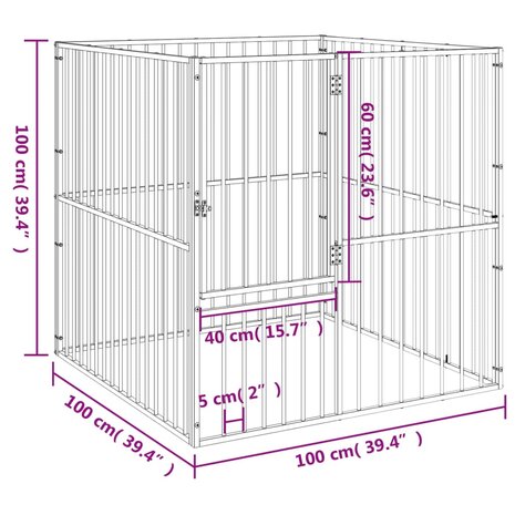 Hondenkennel 4 panelen gepoedercoat staal zwart 9