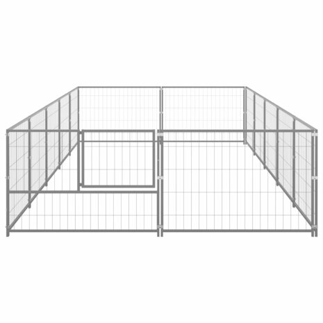 Hondenkennel 10 m² staal zilverkleurig 3