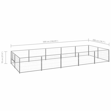 Hondenkennel 10 m² staal zilverkleurig 6