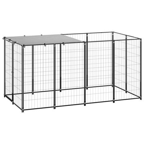 Hondenkennel 2,42 m² staal zwart   1