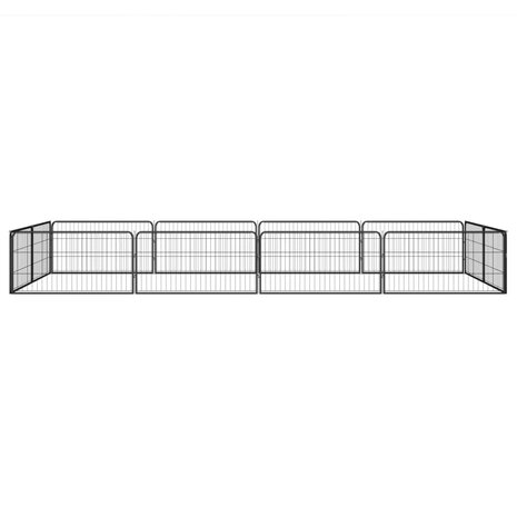 Hondenkennel 12 panelen 100x50 cm gepoedercoat staal zwart 2