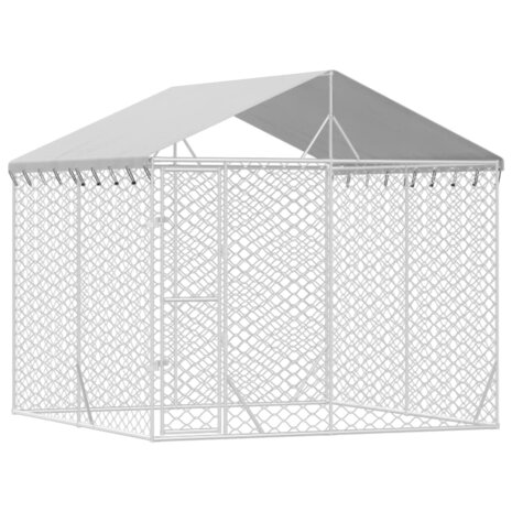 Hondenkennel met dak 3x3x2,5 m gegalvaniseerd staal zilverkleur 3