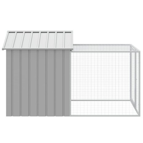 Kippenhok met ren 117x201x123 cm gegalvaniseerd staal grijs 4