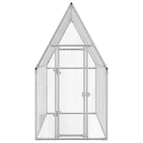 Kippenhok 200x100x190 cm gegalvaniseerd staal zilverkleurig 5