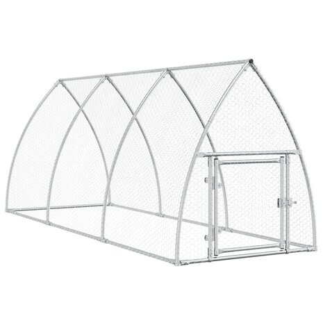 Kippenhok 300x105x120 cm gegalvaniseerd staal zilverkleurig 2