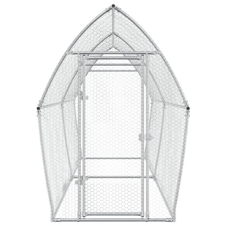 Kippenhok 400x105x182 cm gegalvaniseerd staal zilverkleurig 4