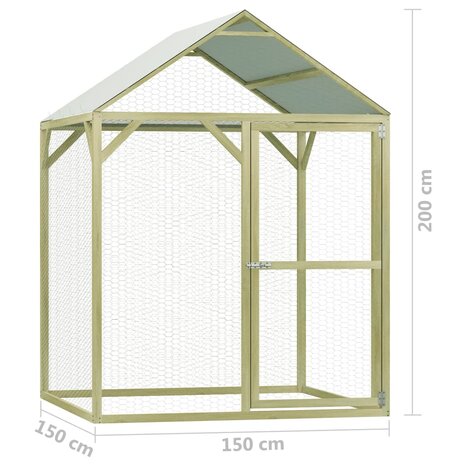 Kippenhok 1,5x1,5x2 m geïmpregneerd grenenhout 7