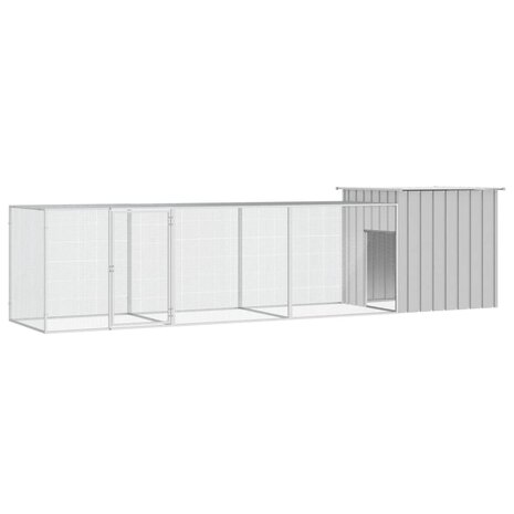 Kippenhok 400x91x100 cm gegalvaniseerd staal grijs 1