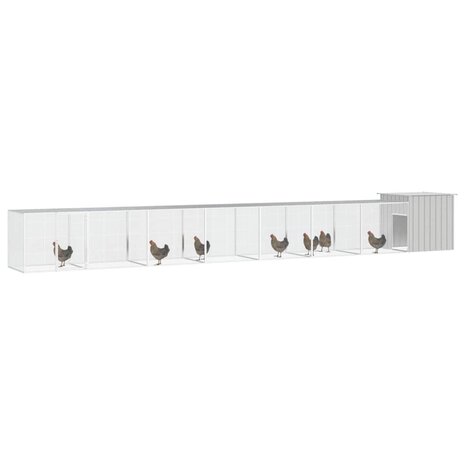 Kippenhok 800x91x100 cm gegalvaniseerd staal grijs 2