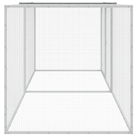 Kippenhok met dak 203x98x90 cm gegalvaniseerd staal lichtgrijs 4
