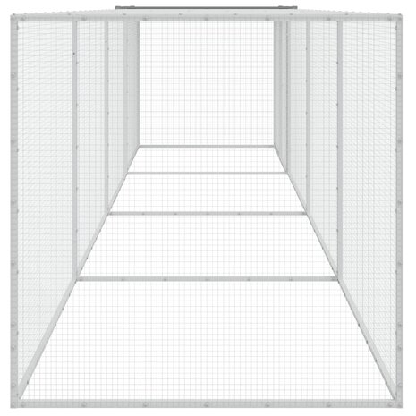 Kippenhok met dak 403x98x90 cm gegalvaniseerd staal lichtgrijs 4