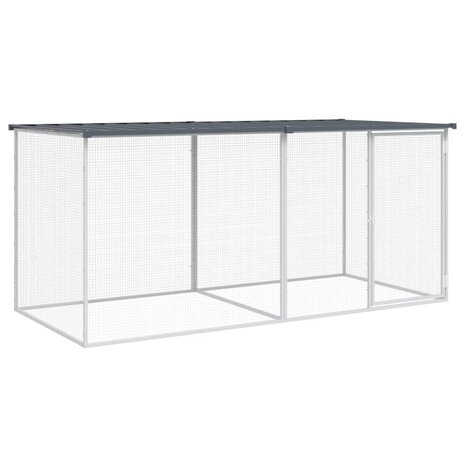 Kippenhok met dak 203x98x90 cm gegalvaniseerd staal antraciet 2