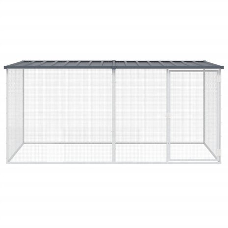 Kippenhok met dak 203x98x90 cm gegalvaniseerd staal antraciet 3