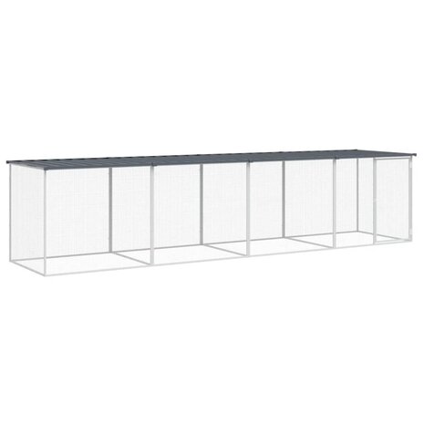 Kippenhok met dak 403x98x90 cm gegalvaniseerd staal antraciet 2