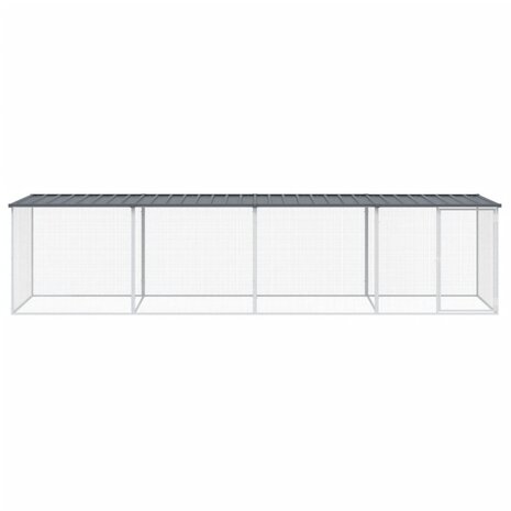 Kippenhok met dak 403x98x90 cm gegalvaniseerd staal antraciet 3