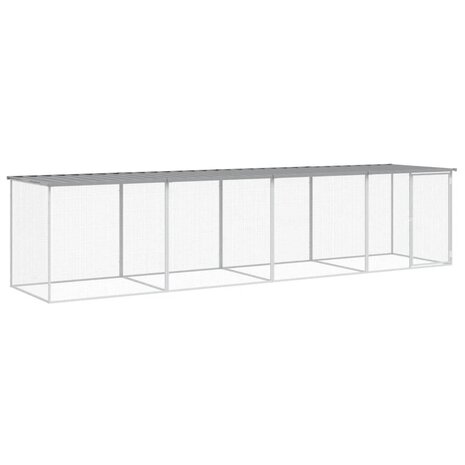 Kippenhok met dak 403x98x90 cm gegalvaniseerd staal lichtgrijs 2