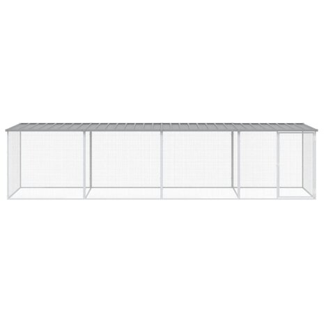 Kippenhok met dak 403x98x90 cm gegalvaniseerd staal lichtgrijs 3