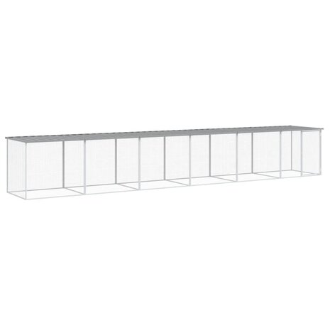 Kippenhok met dak 603x98x90 cm gegalvaniseerd staal lichtgrijs 2