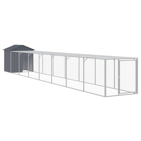 Kippenhok met ren 117x813x123 cm gegalvaniseerd staal antraciet 2