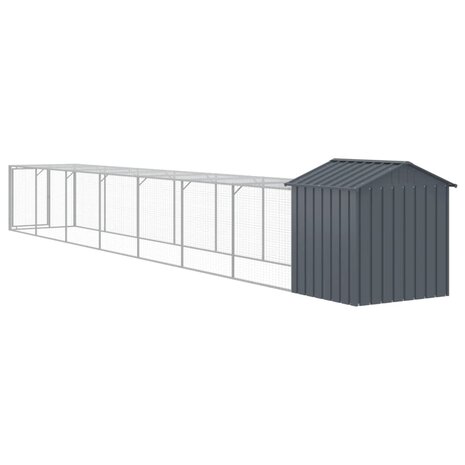 Kippenhok met ren 117x813x123 cm gegalvaniseerd staal antraciet 5