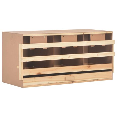 Kippenlegkast 3 compartimenten 96x40x45 cm massief grenenhout 2